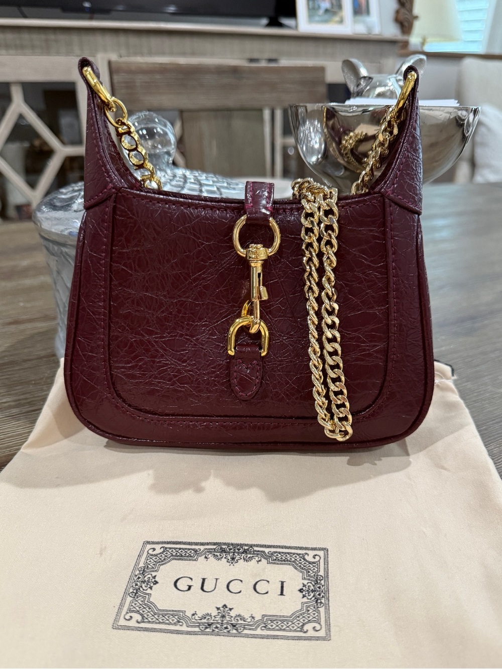 Designer Inspired Mini Burgundy Leather Shoulder Bag l Crossbody Purse